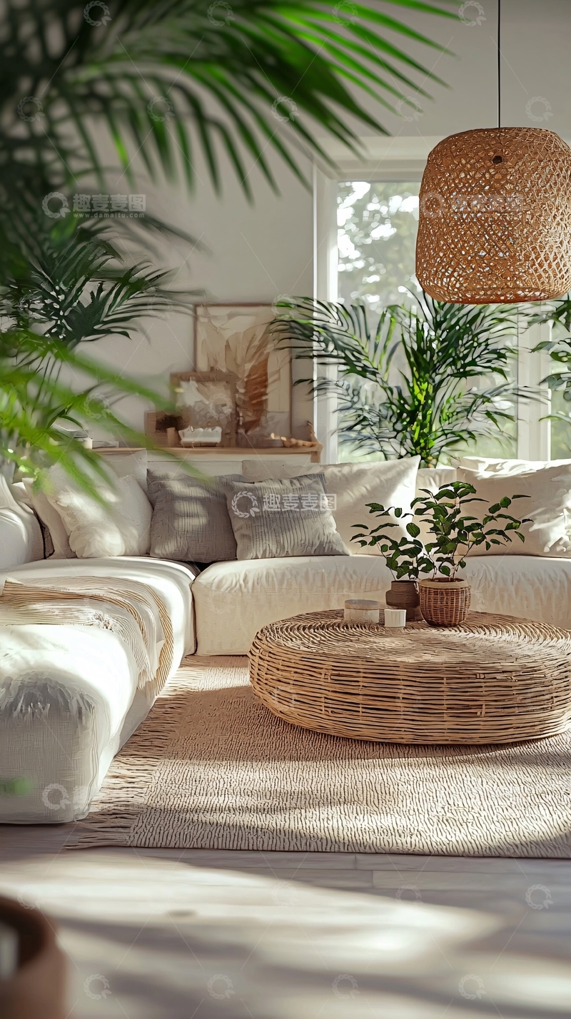 高清大图下载【趣麦麦图】明亮通风的北欧风客厅