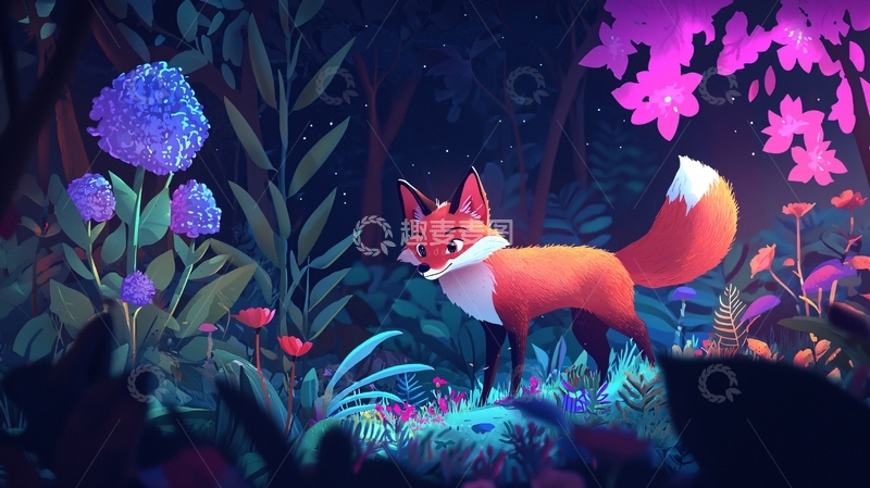 高清大图下载【趣麦麦图】梦幻森林小狐狸
