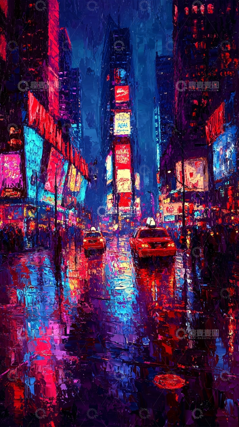 高清大图下载【趣麦麦图】霓虹灯闪烁的都市夜景