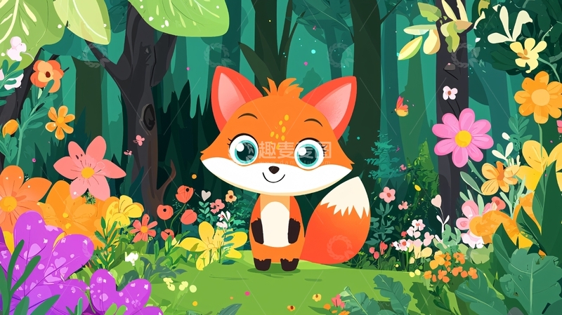 高清大图下载【趣麦麦图】森林里的小狐狸