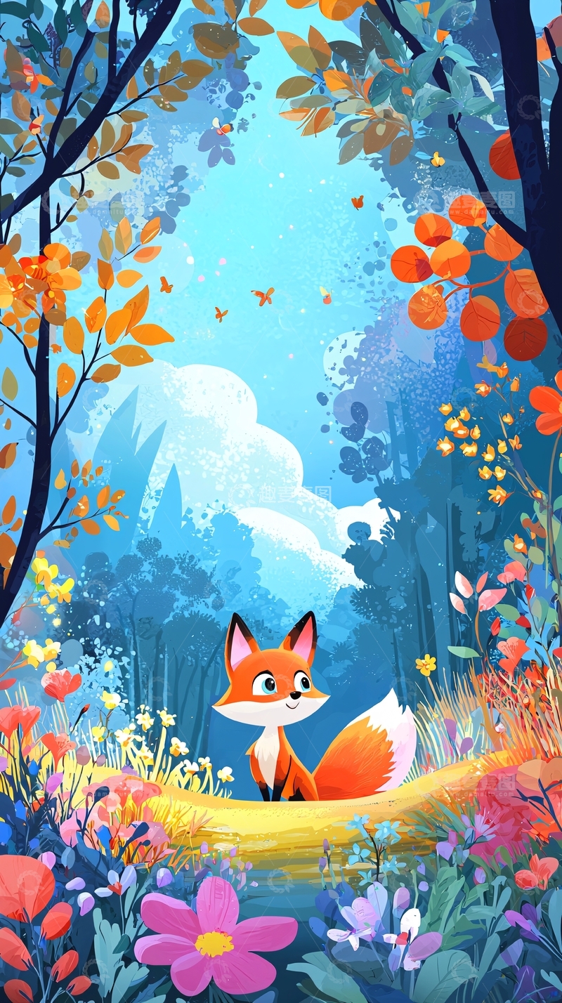 高清大图下载【趣麦麦图】童话森林里的小狐狸