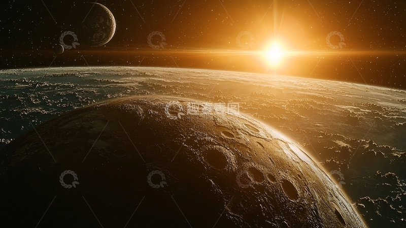 高清大图下载【趣麦麦图】浩瀚宇宙星球日出奇观