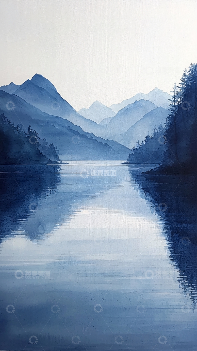 高清大图下载【趣麦麦图】水墨风格山水画