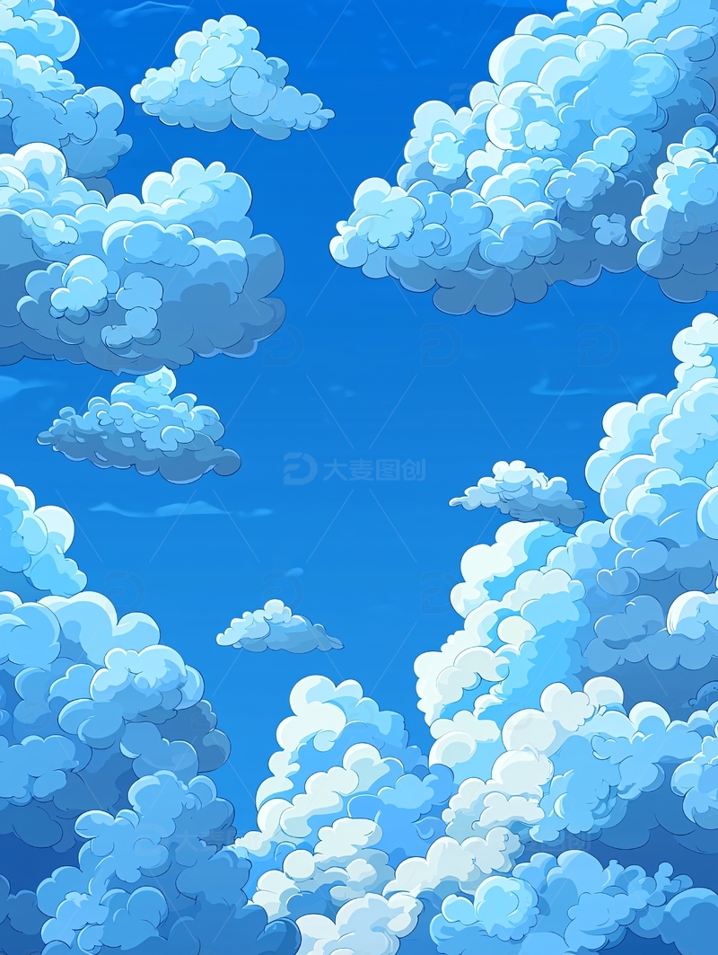 卡通蓝天白云朵朵