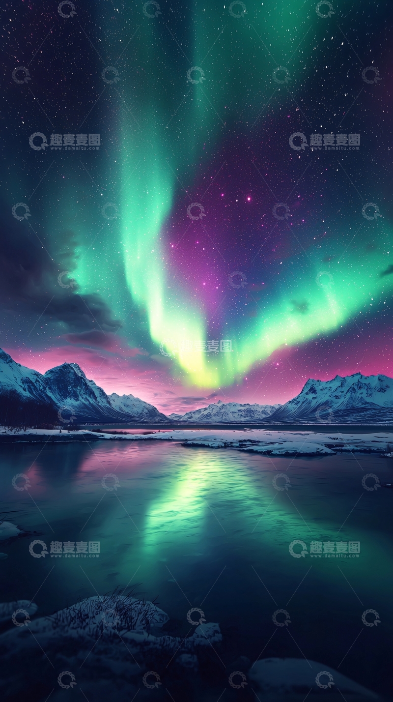 高清大图下载【趣麦麦图】极光在夜空绽放