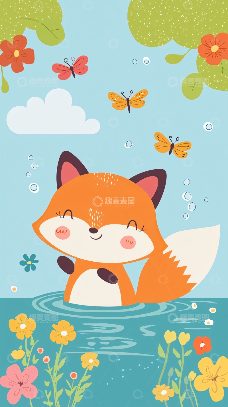 高清大图下载【趣麦麦图】卡通小狐狸