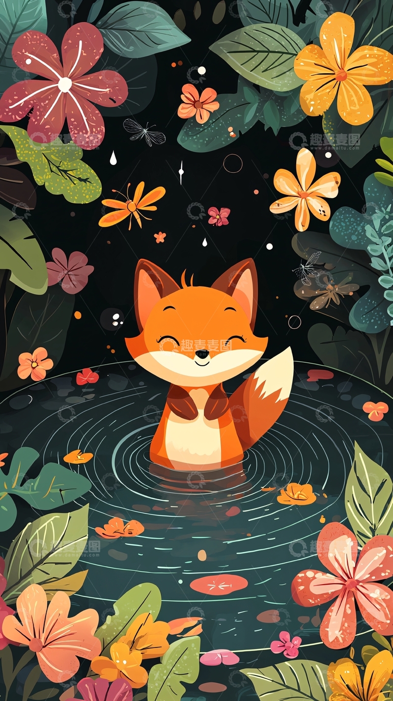 高清大图下载【趣麦麦图】卡通小狐狸