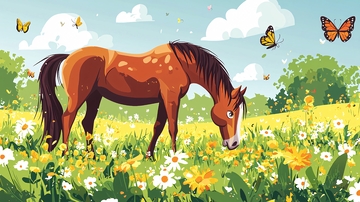 草原上的棕色马