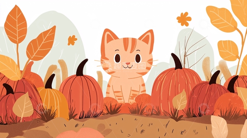 高清大图下载【趣麦麦图】可爱猫咪南瓜秋日