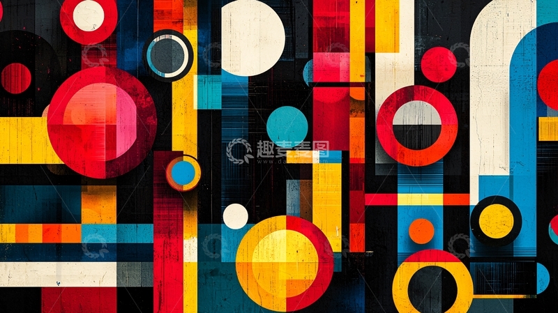高清大图下载【趣麦麦图】彩色几何图形抽象画