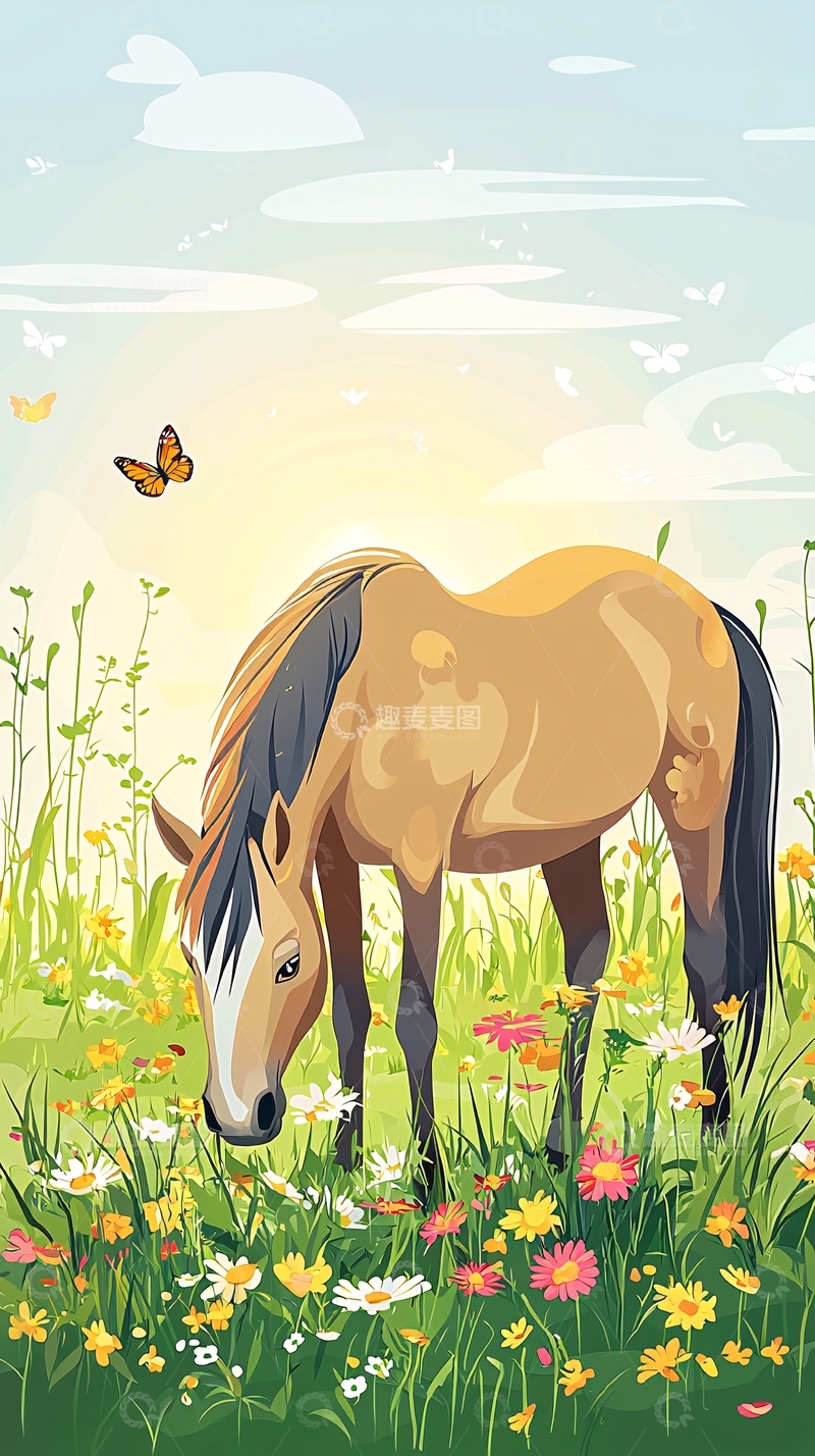 高清大图下载【趣麦麦图】田园牧歌风格的棕色马匹