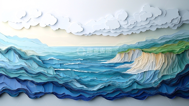 高清大图下载【趣麦麦图】纸艺海洋风景