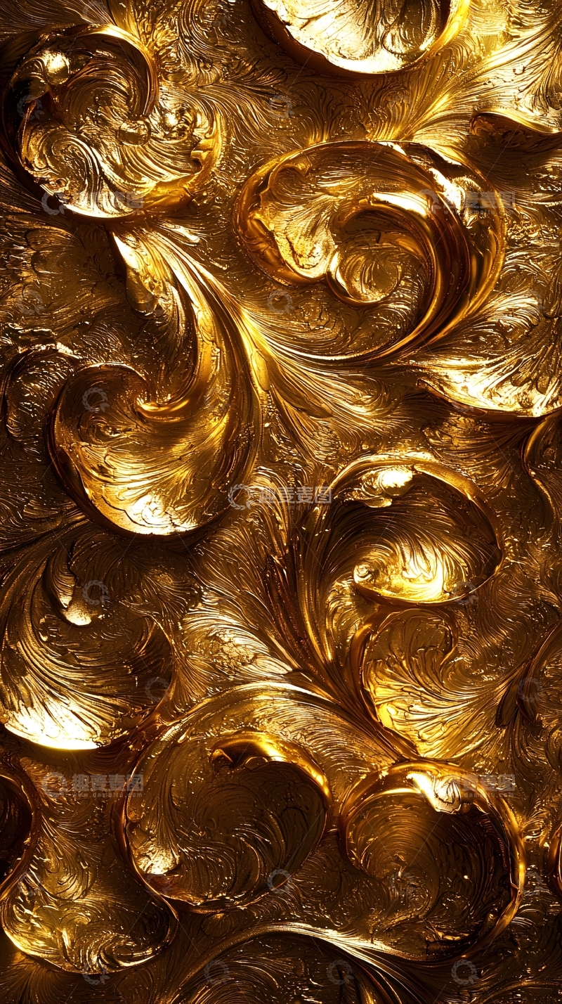 高清大图下载【趣麦麦图】金色漩涡花纹背景