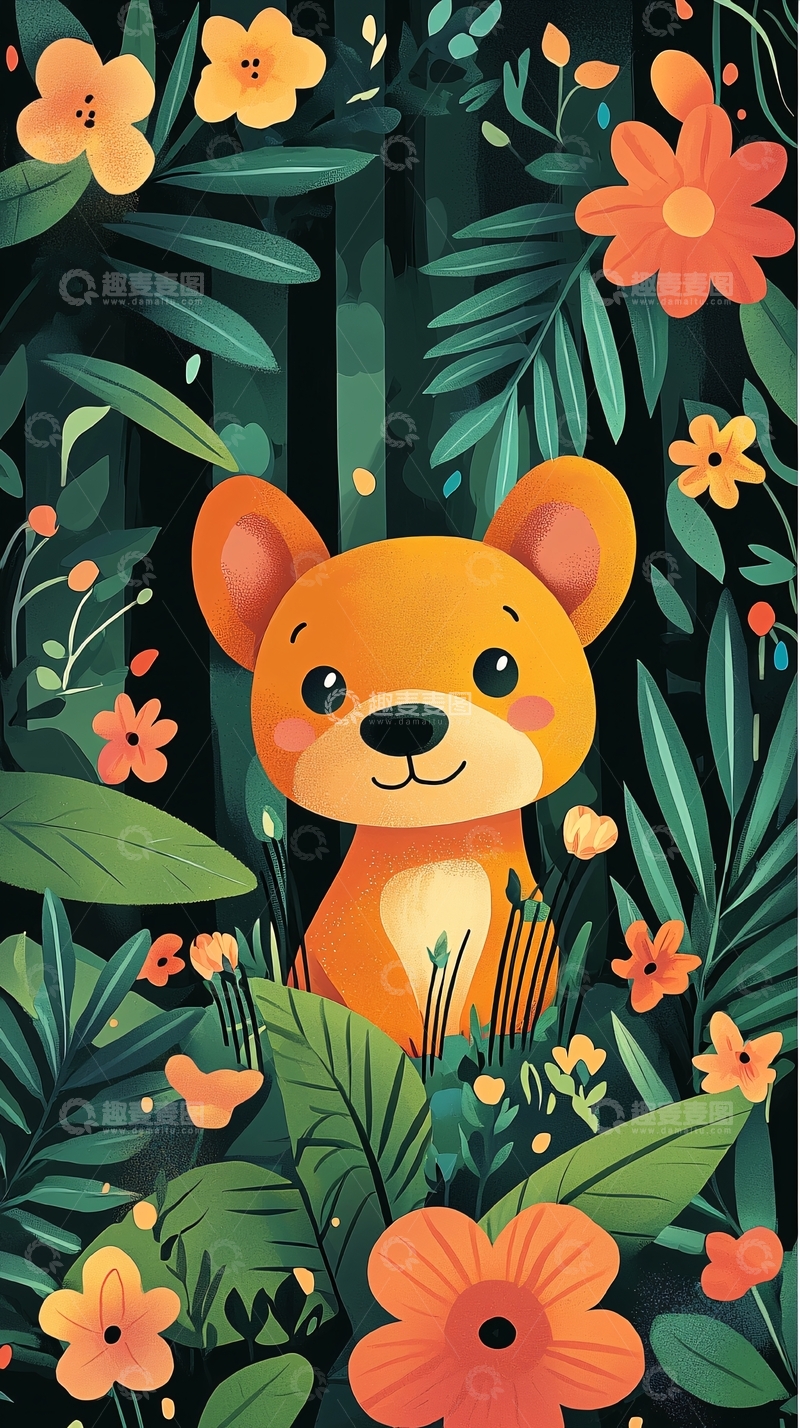 高清大图下载【趣麦麦图】小狗在花丛中