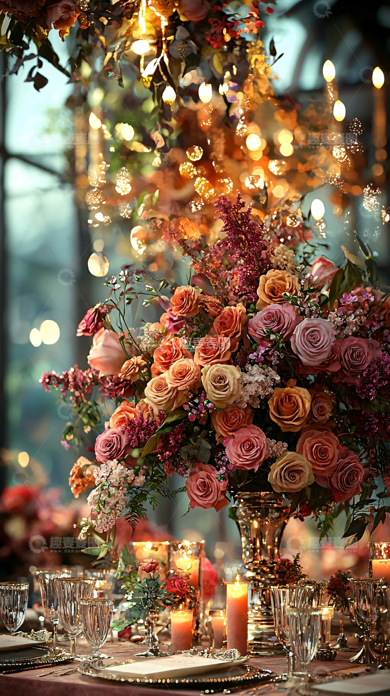 高清大图下载【趣麦麦图】浪漫灯光下的鲜花盛宴