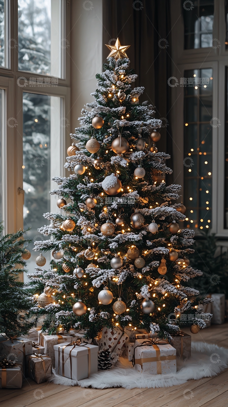 高清大图下载【趣麦麦图】圣诞树礼物温馨场景