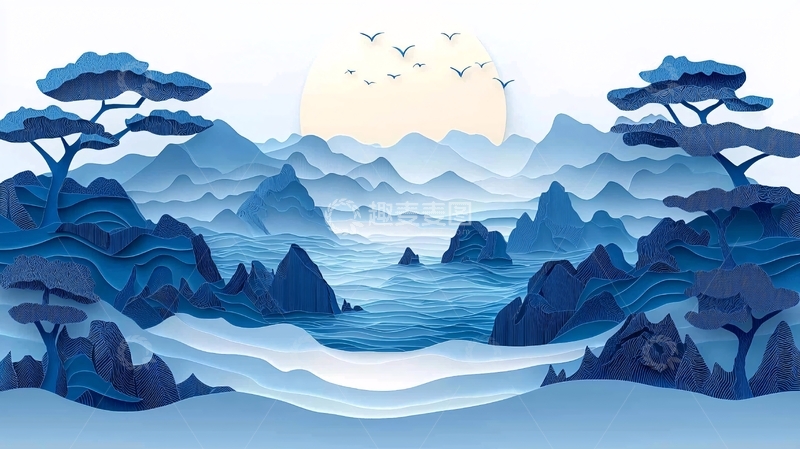 高清大图下载【趣麦麦图】水墨风山水画