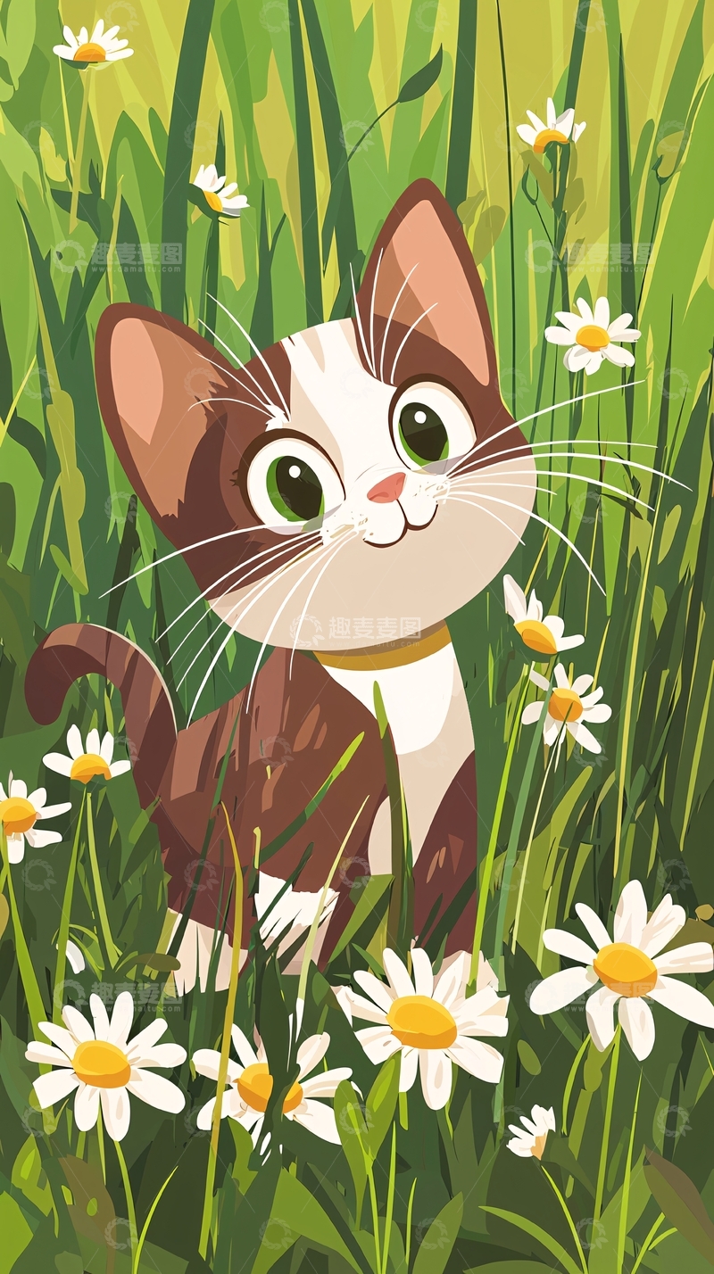 高清大图下载【趣麦麦图】小猫在草地里玩耍