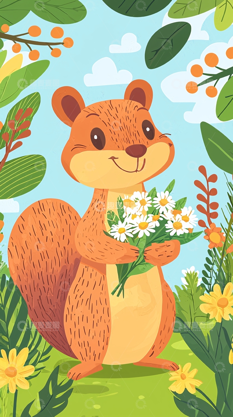 高清大图下载【趣麦麦图】卡通松鼠