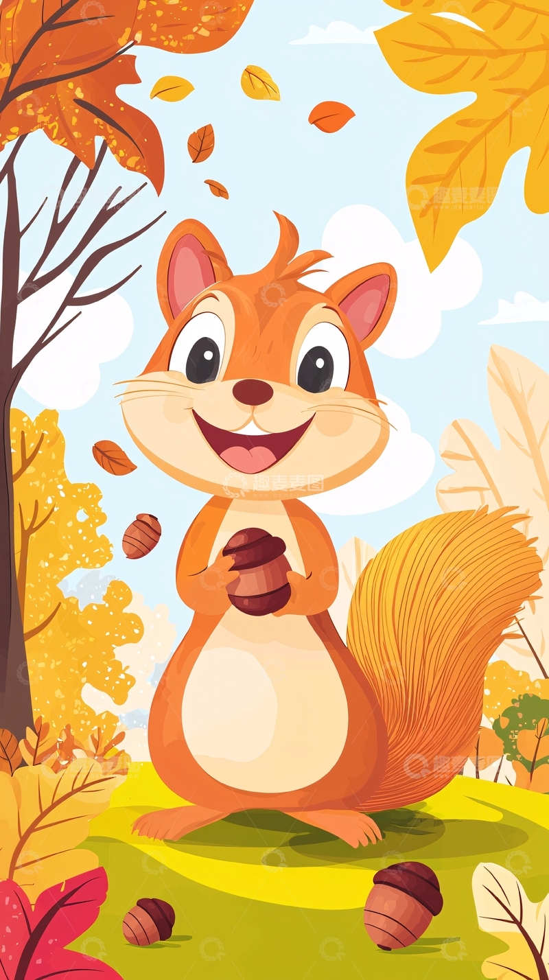 高清大图下载【趣麦麦图】秋天小松鼠