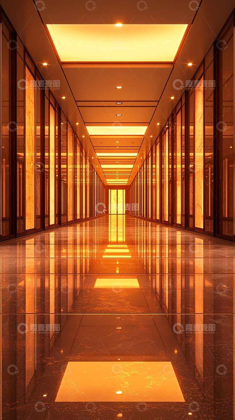 高清大图下载【趣麦麦图】金色光线下的长廊