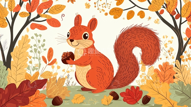 高清大图下载【趣麦麦图】秋天松鼠