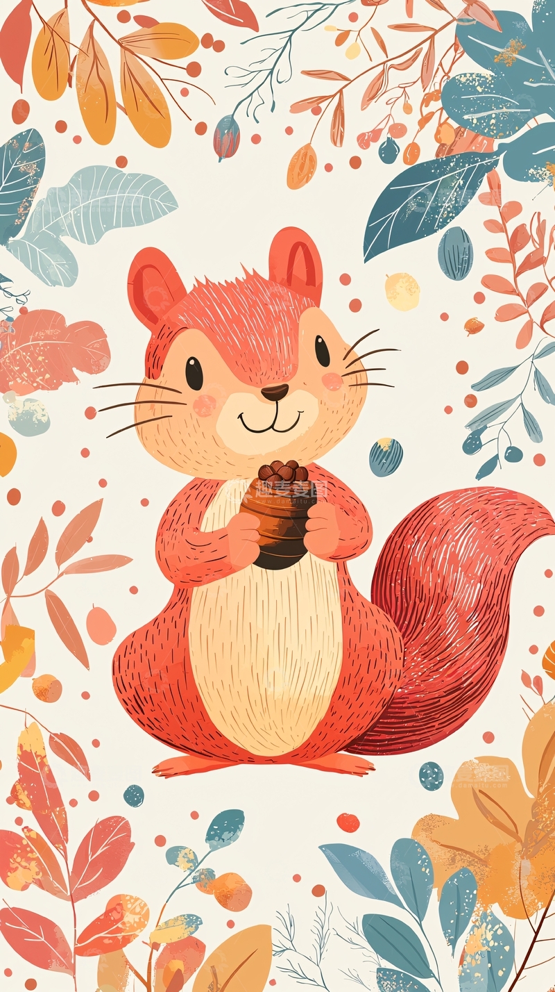 高清大图下载【趣麦麦图】卡通小松鼠