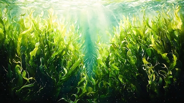 水下阳光照耀绿藻丛