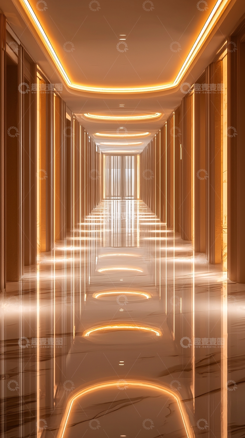 高清大图下载【趣麦麦图】金色光辉的走廊