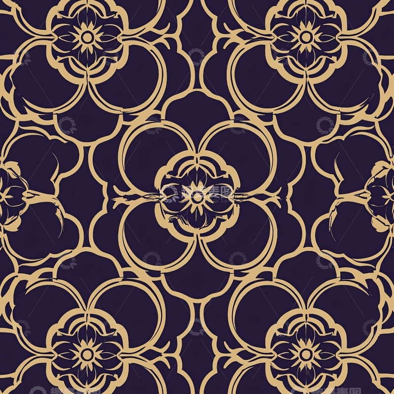 高清大图下载【趣麦麦图】金色花朵的重复图案