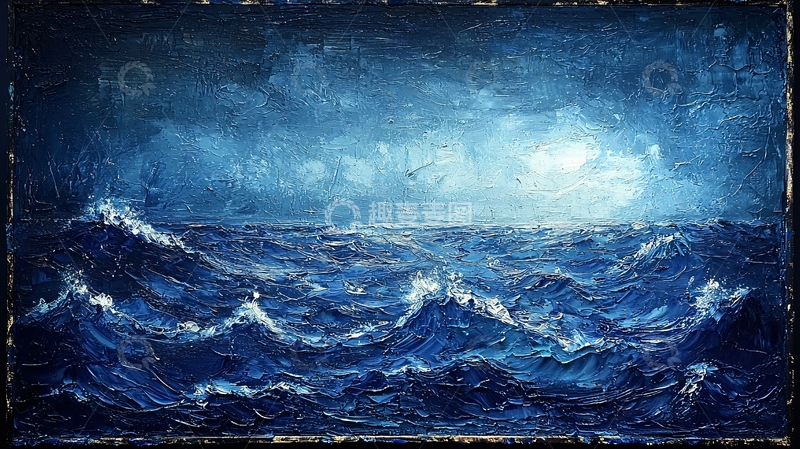 高清大图下载【趣麦麦图】波涛汹涌的海面夜景