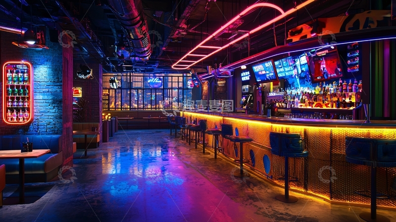 高清大图下载【趣麦麦图】霓虹灯酒吧夜景