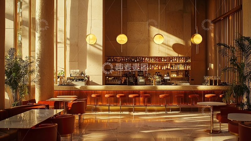 高清大图下载【趣麦麦图】暖色调酒吧内部