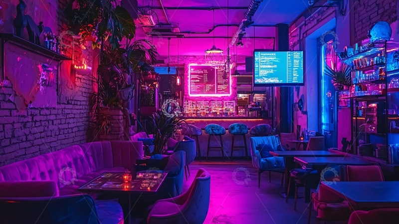高清大图下载【趣麦麦图】霓虹灯酒吧夜景