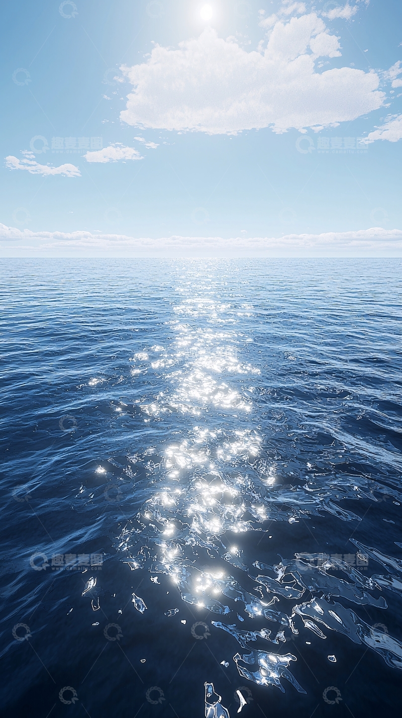 高清大图下载【趣麦麦图】波光粼粼的蓝色大海