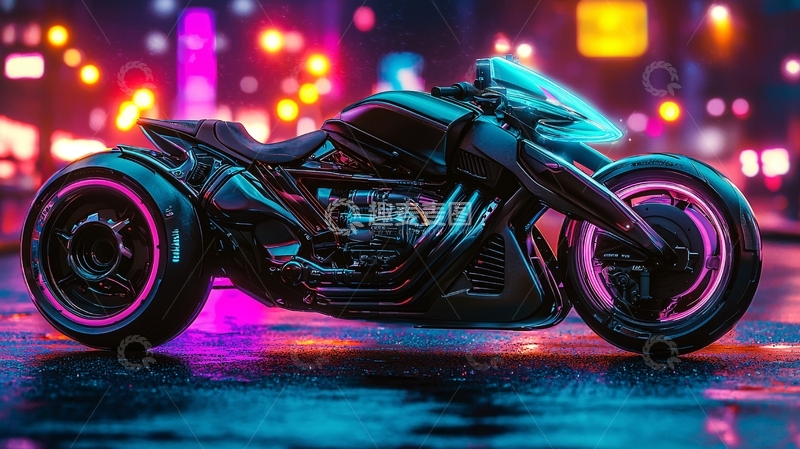 高清大图下载【趣麦麦图】炫酷摩托车夜景