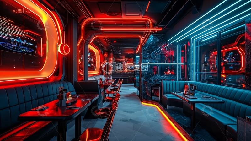 高清大图下载【趣麦麦图】霓虹灯酒吧内景