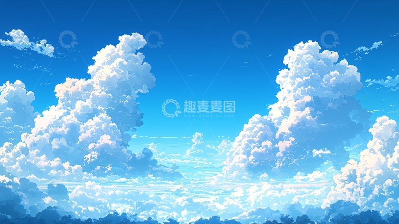高清大图下载【趣麦麦图】天空云朵的动漫场景