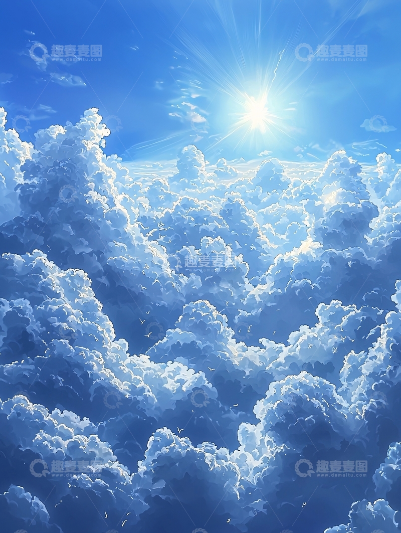高清大图下载【趣麦麦图】云层之上阳光照耀