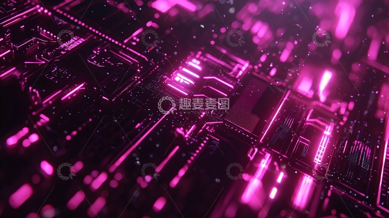 高清大图下载【趣麦麦图】粉色科技感电路板