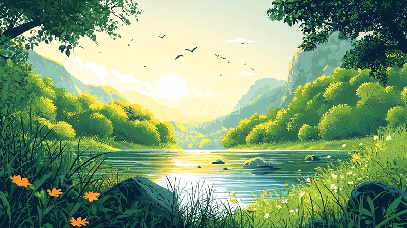 高清大图下载【趣麦麦图】宁静的湖光山色风景