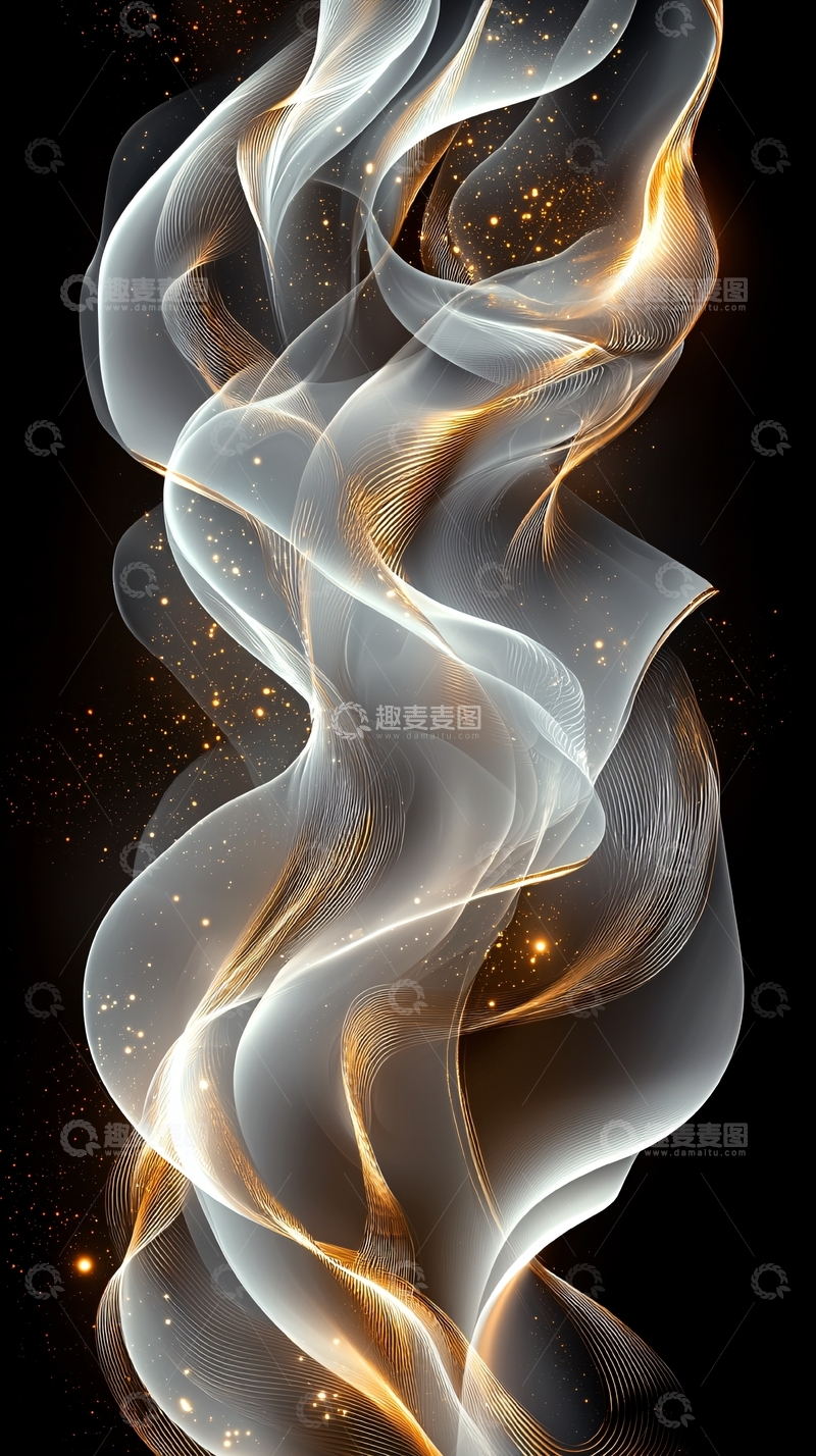 高清大图下载【趣麦麦图】金色光芒流动烟雾