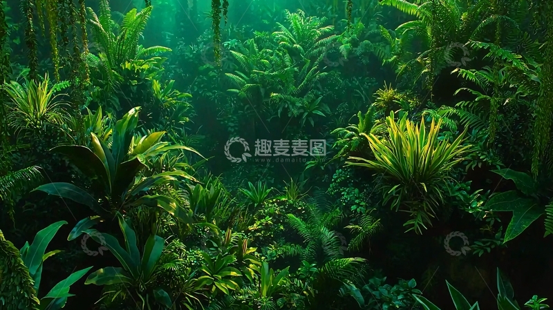 高清大图下载【趣麦麦图】神秘幽深的绿色植物丛林