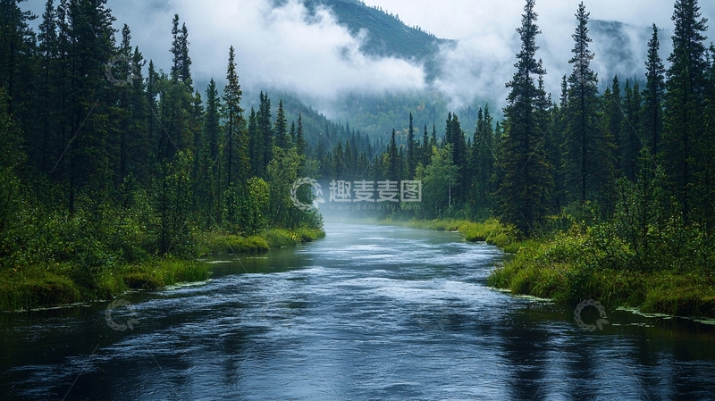 高清大图下载【趣麦麦图】森林河流