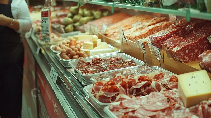 高清大图下载【趣麦麦图】西班牙熟食店冷柜