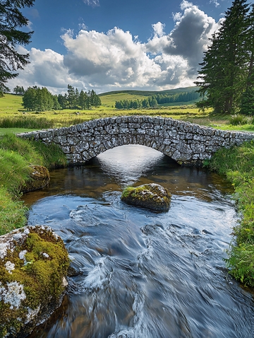 石桥流水田园风光