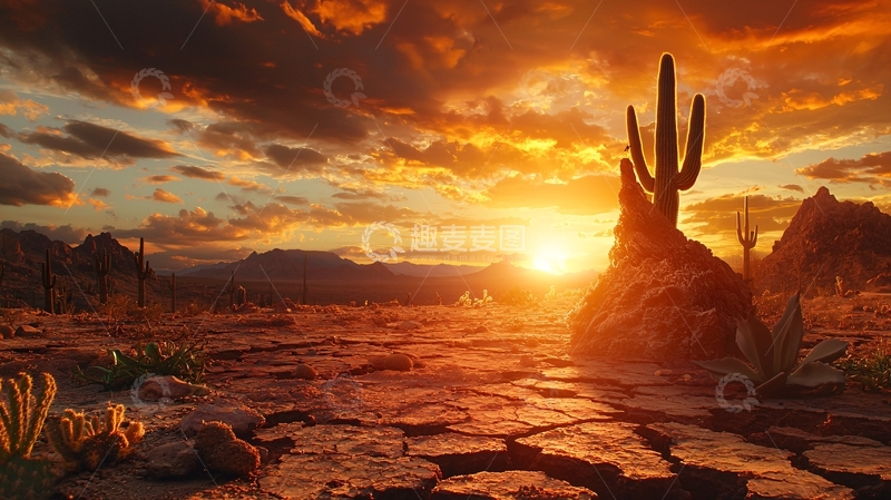 高清大图下载【趣麦麦图】沙漠日落