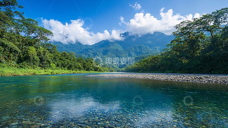高清大图下载【趣麦麦图】热带雨林河流景观