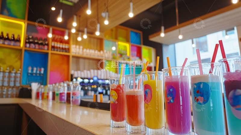高清大图下载【趣麦麦图】彩色饮料吧台