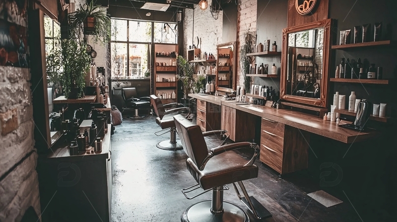 高清大图下载【趣麦麦图】复古理发店室内设计